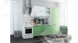 Кухня с фотопечатью Бьянка 2100 Салатовые блестки (BTS)